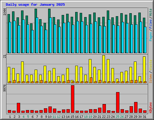Daily usage for January 2025