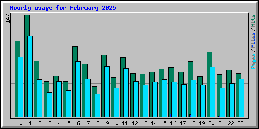 Hourly usage for February 2025